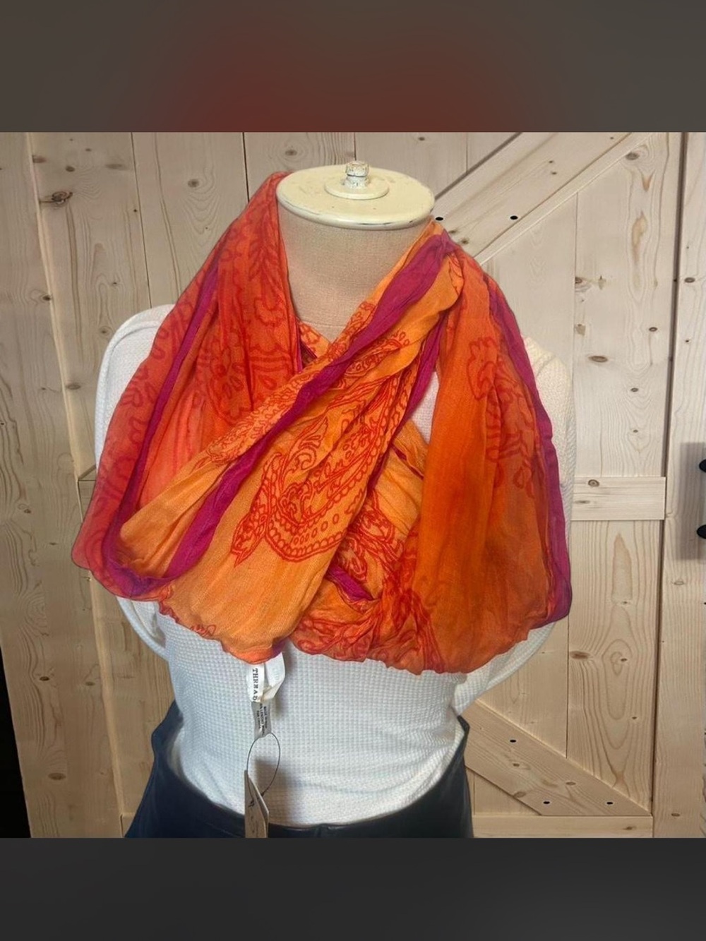 Vibrant Orange & Pink Vintage‎ Infinity Scarf - Fashion Accessory